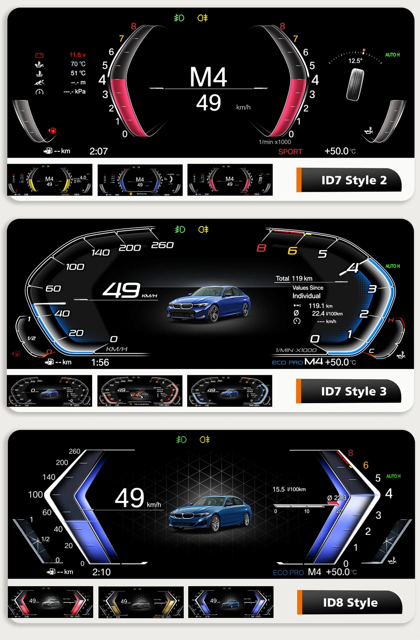 12.3 "Digital Instrument Cluster Dash Panels For BMW 3 Series F30/F31/GT-F34 NBT/EVO/ BMW 4 Series F32/F33/F36(2013-2020)NBT/EVO