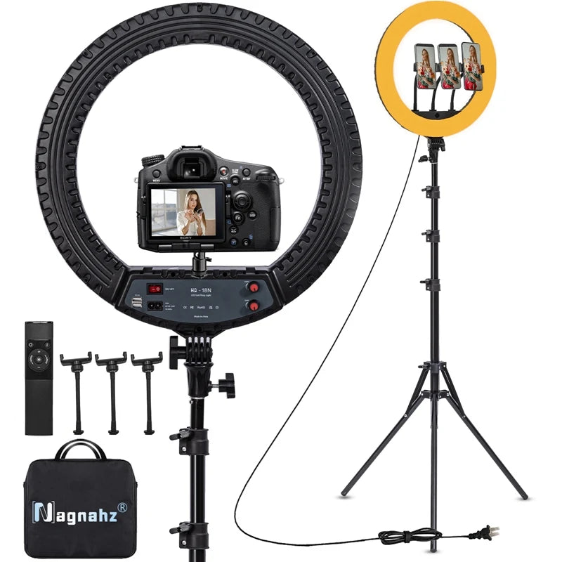 18 inch Ring Light with Tripod Stand 55W 3000-5800K CRI 90 Photo Studio Light for Vlog Video Shooting Makeup Selfie Ring Light