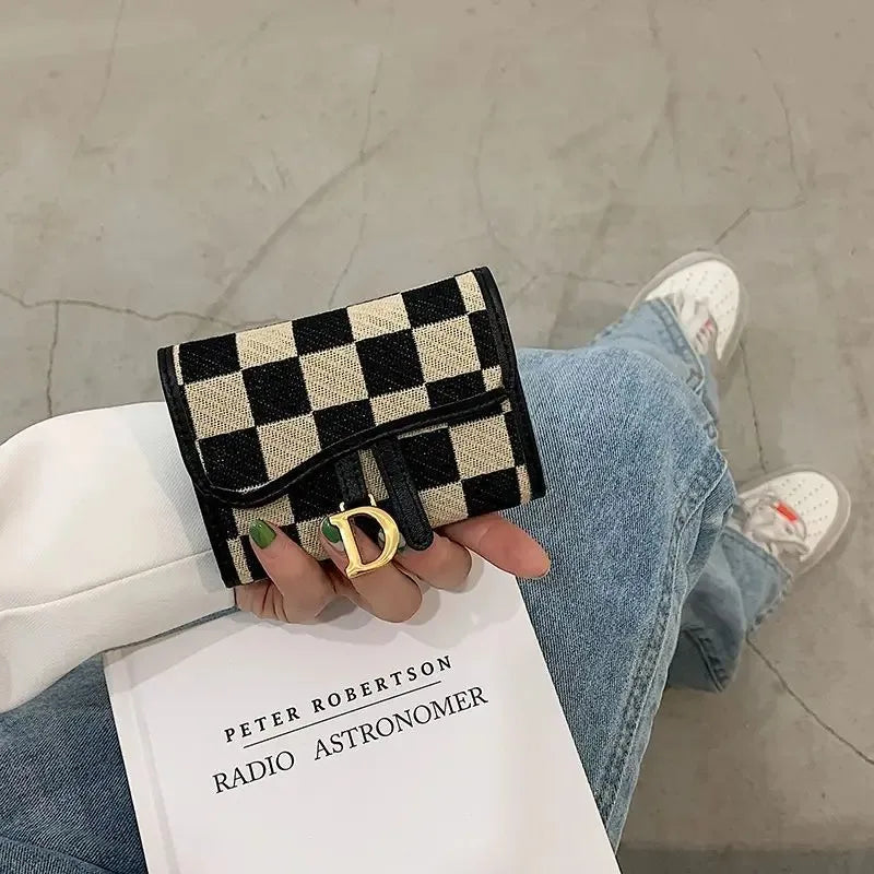 New Black and White Check Exquisite High-End Multi-Card Holder for Women
