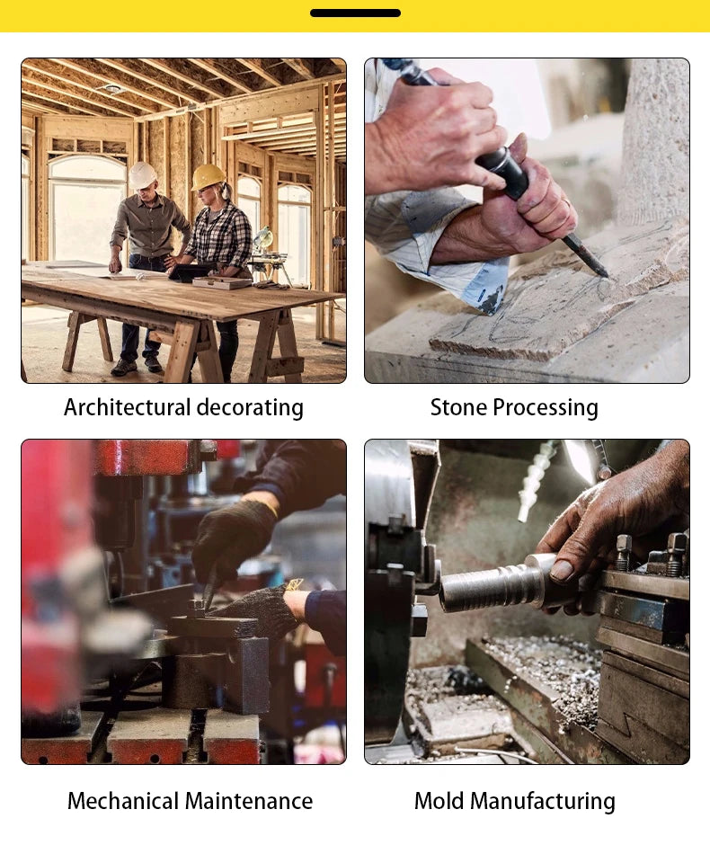 Flat Head Pointed Chisel Stonemason Chisel Hand Guard Chisel Carving Knife Tungsten Alloy Steel Stone Breaking Tool Hand Tools