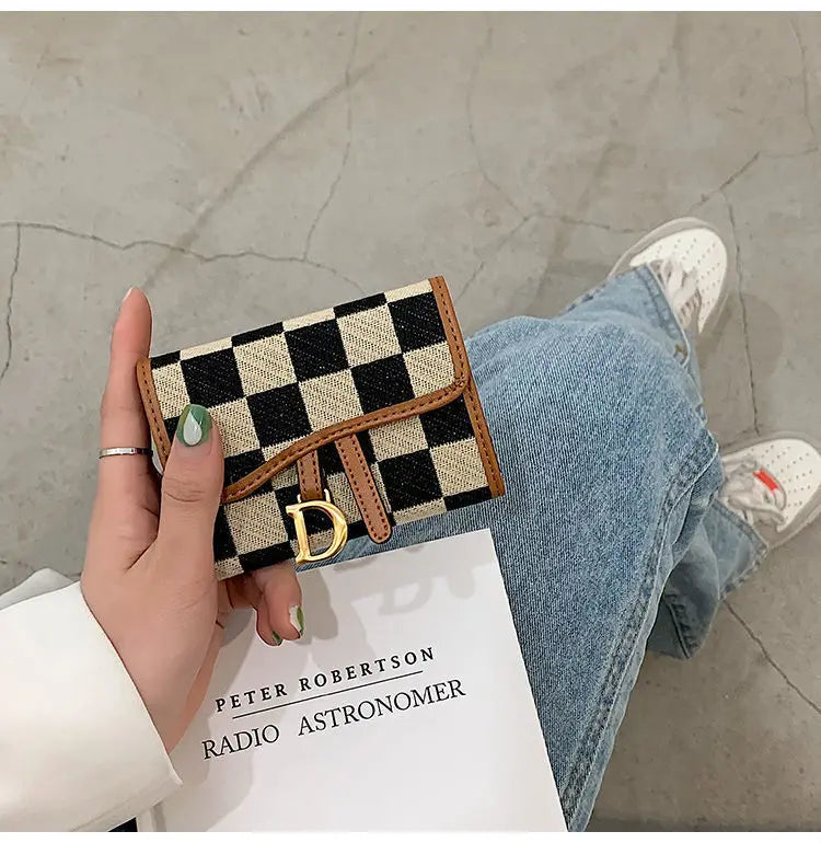 New Black and White Check Exquisite High-End Multi-Card Holder for Women