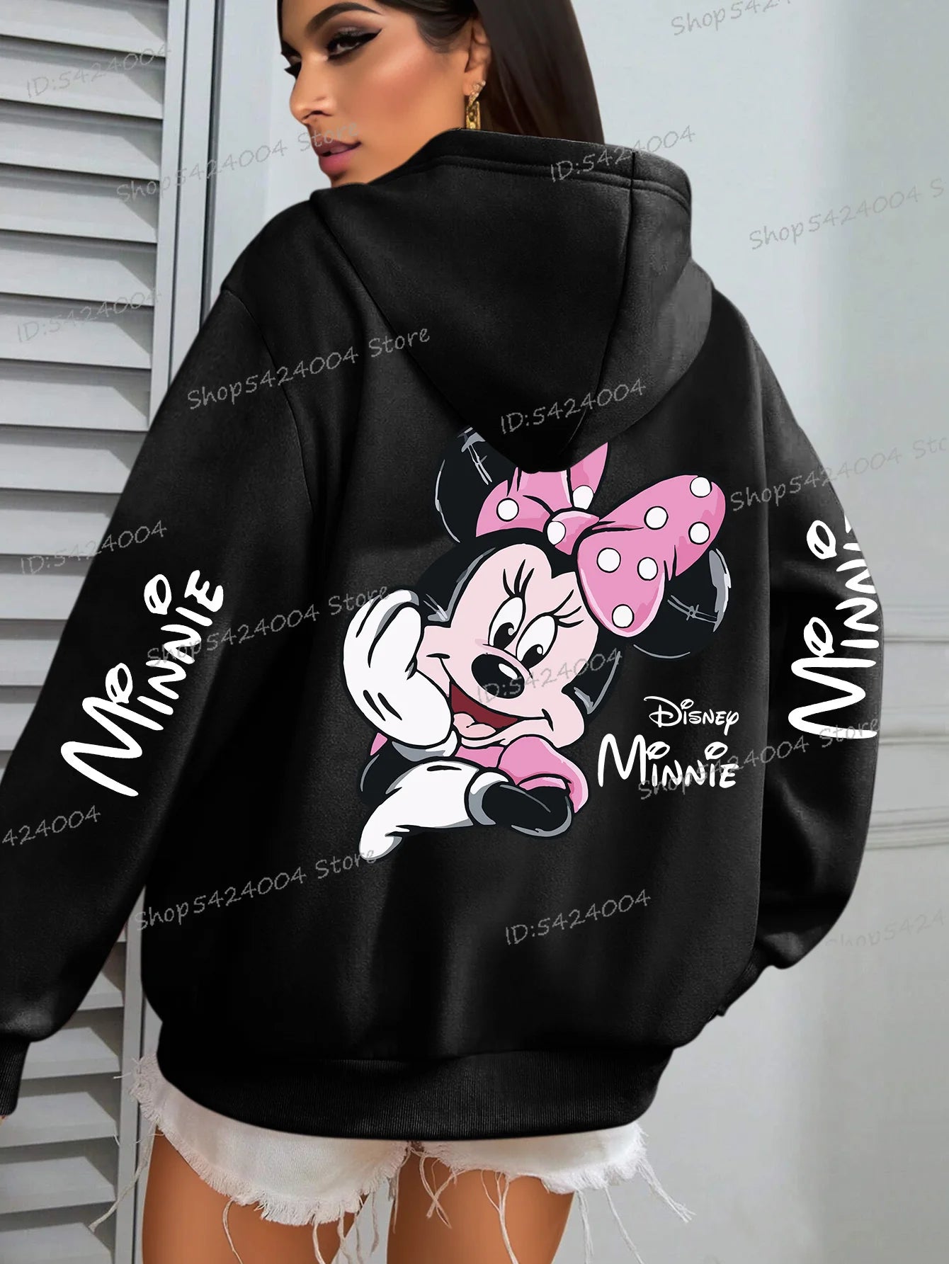 Fun Minnie Mouse Print Hoodies Women Playful Graphic Streetwear Cartoon Character Minnie Minnie Lover Gifts Teen Girls Hoodie