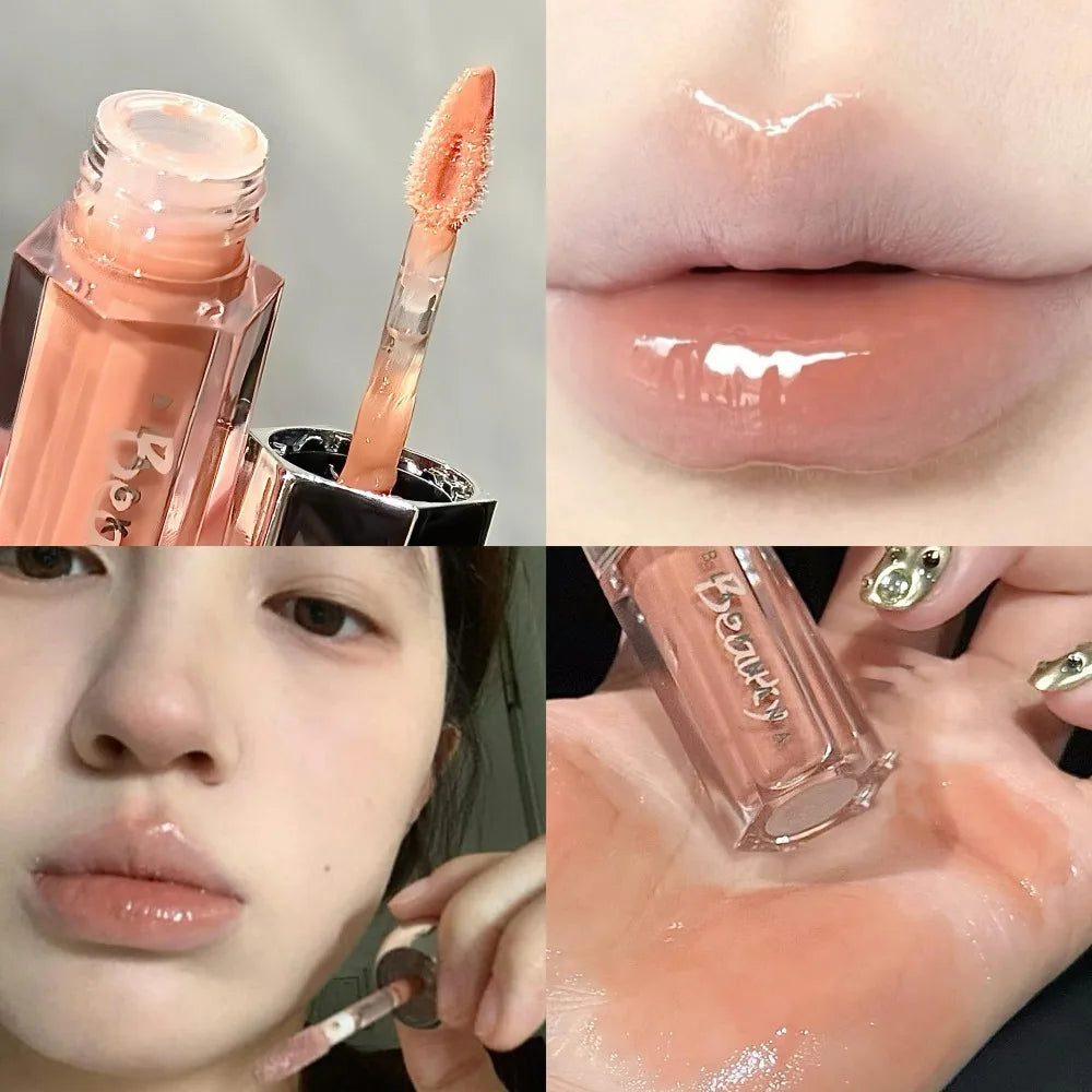 6 Colors Mirror Lip Gloss Glass Mirror Water-light Waterproof Moisturizing Liquid Lipstick Lasting Red Brown Lips Glaze Makeup
