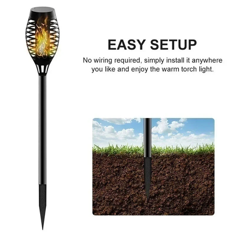 1/2/4/6/8/10Pcs Solar Flame Torch Lights Flickering Light Waterproof Garden Decoration Outdoor Lawn Path Yard Patio Floor Lamps