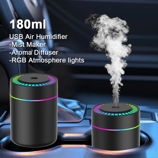 180ML Mini Air Humidifier USB Electric Aroma Diffuser Essential Oil Purifier Aromatherapy Mist Maker Lights For Car Home Bedroom