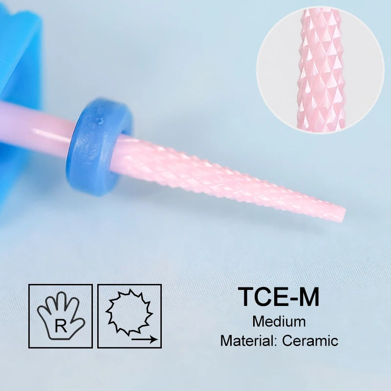 Ceramic Milling Cutter Flame Carbide Nail Drill Bits Pink Gel Remover Electric Machine Drills Polishing Peeling Nails Art Tools