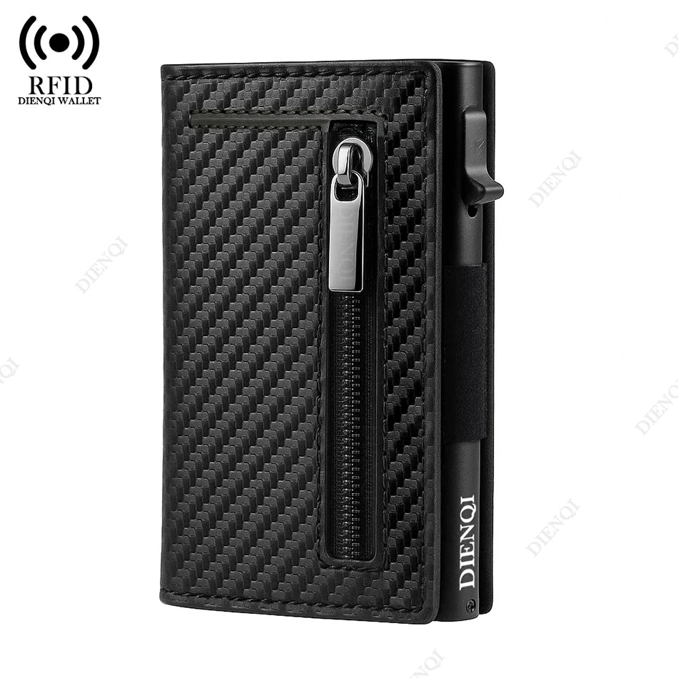 Magnetic Credit Card Holder Luxury Men Wallet Rfid Blocking Pop Up Minimalist Wallet Leather Bank Cardholder Case Vallet for Men