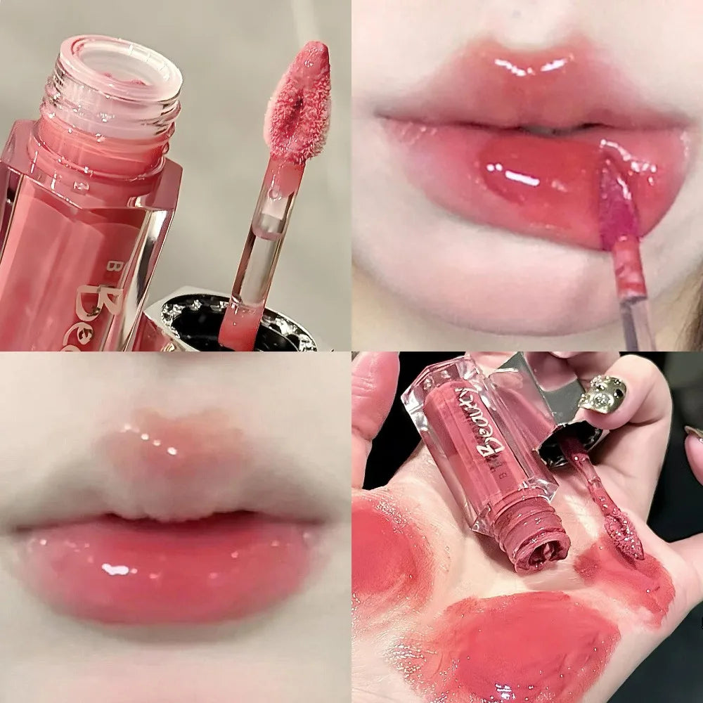 6 Colors Mirror Lip Gloss Glass Mirror Water-light Waterproof Moisturizing Liquid Lipstick Lasting Red Brown Lips Glaze Makeup