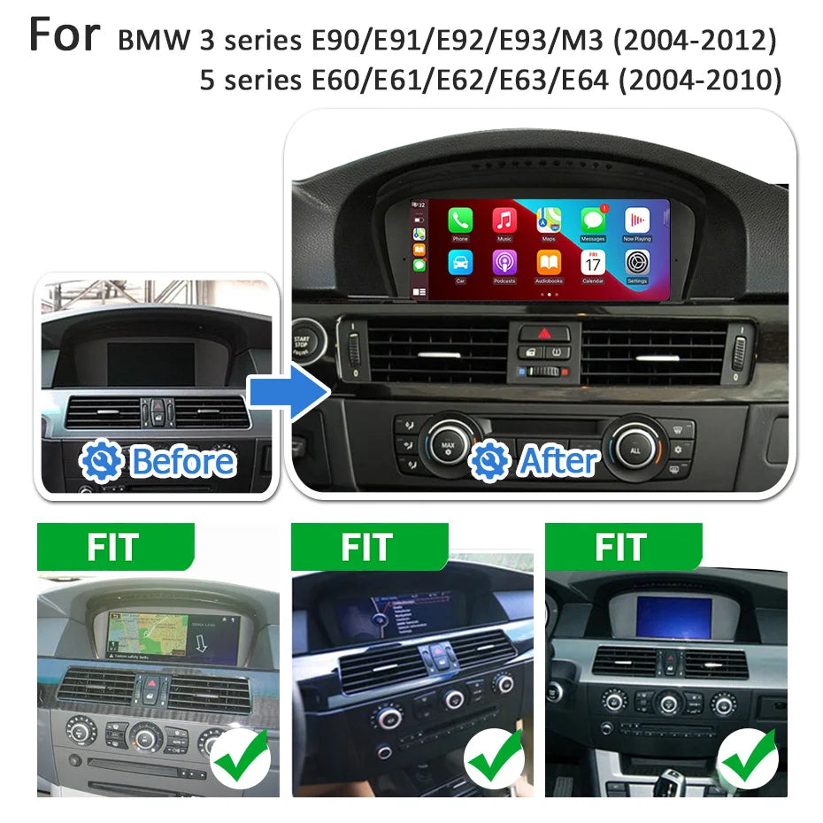 8.8" Car Multimedia linux Screen Carplay Android Auto For BMW 5/3 Series E60 E61 E63 E64 E90 E91 E92 2004-2012 autolink airplay