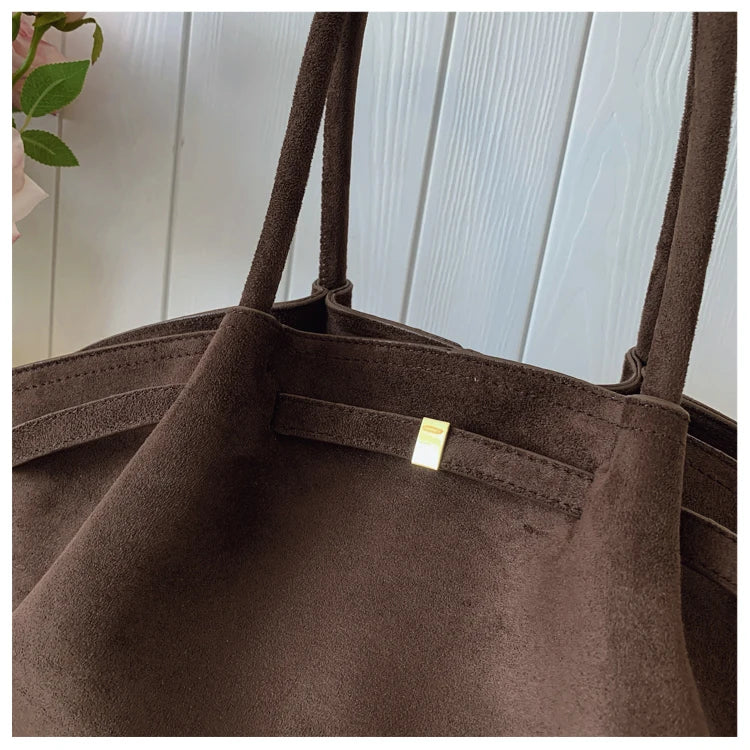 2025 Women Suede Tote Bag with Inner Pocket Underarm Bag Large Capacity Solid Color Satchel Bags for Work Travel Purses Handbags
