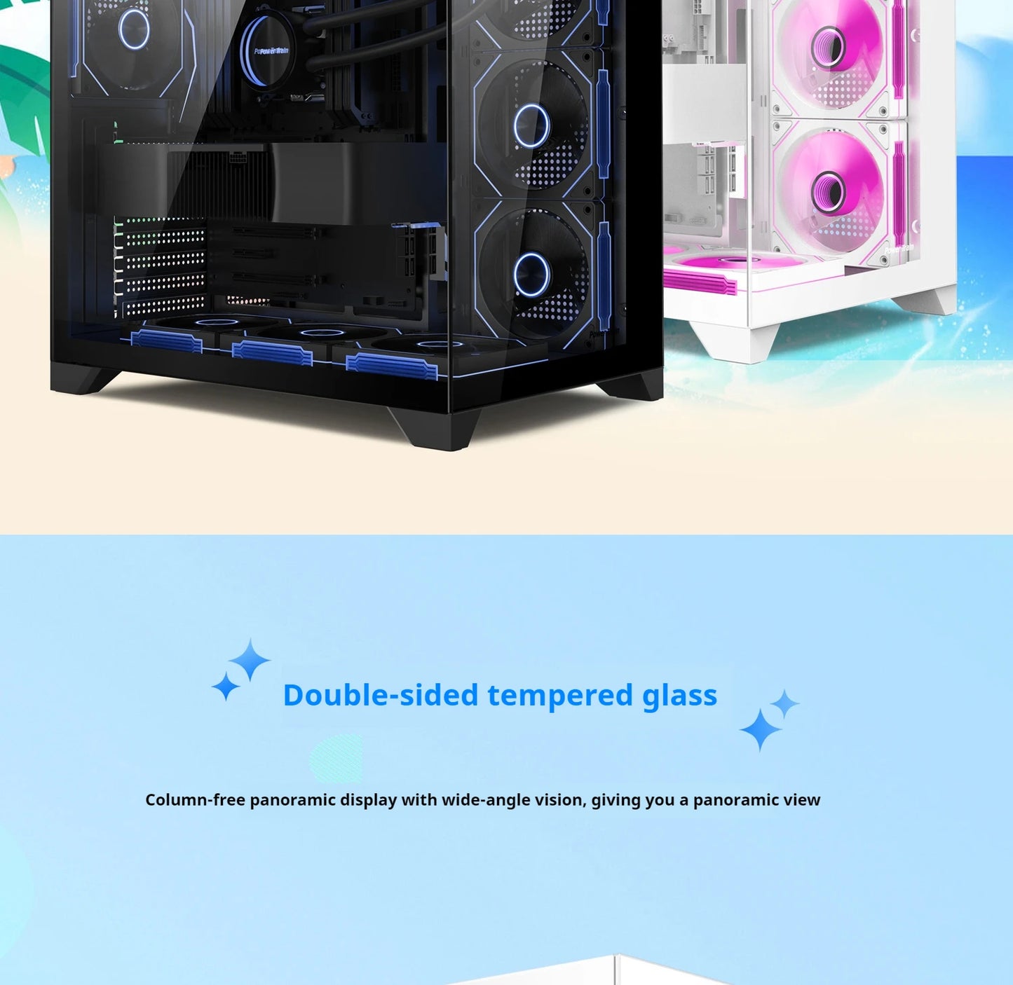 Power train Dreamland PRO ATX motherboard PC gaming 360 water-cooled Sea view room Double-sided glass gaming computer case