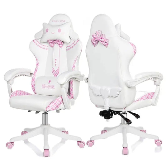 Pink Cute Girl gaming Chair New Fashion Bow Tie Computer Chair Net Red Anchor Game Comfortable Reclining 360° Swivel