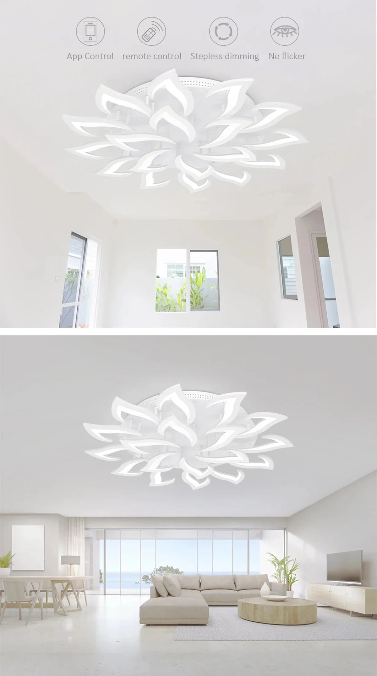 Hot Ceiling Lamp Adjustable Brightness Mobile Phone APP Control Cold and Warm Light Art Decoration Lights