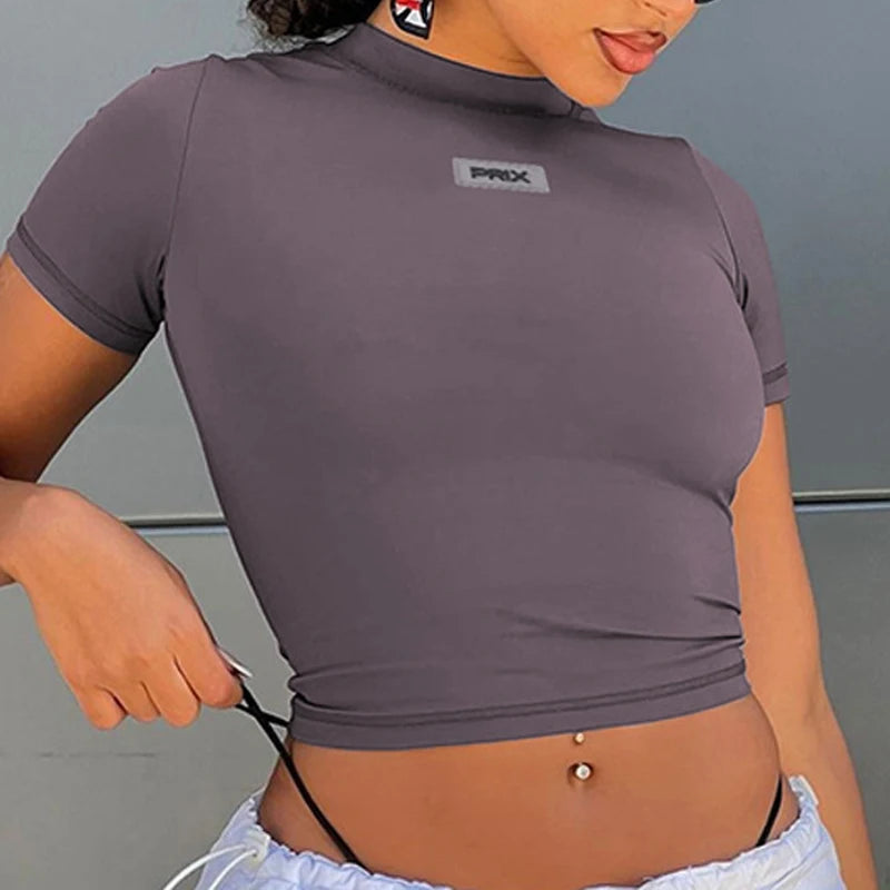 Women Y2K Tops Zipper Long Sleeve Causal Basic Skinny T Shirt Streetwear Solid Pullovers Harajuku Crop Tops Female Clothes