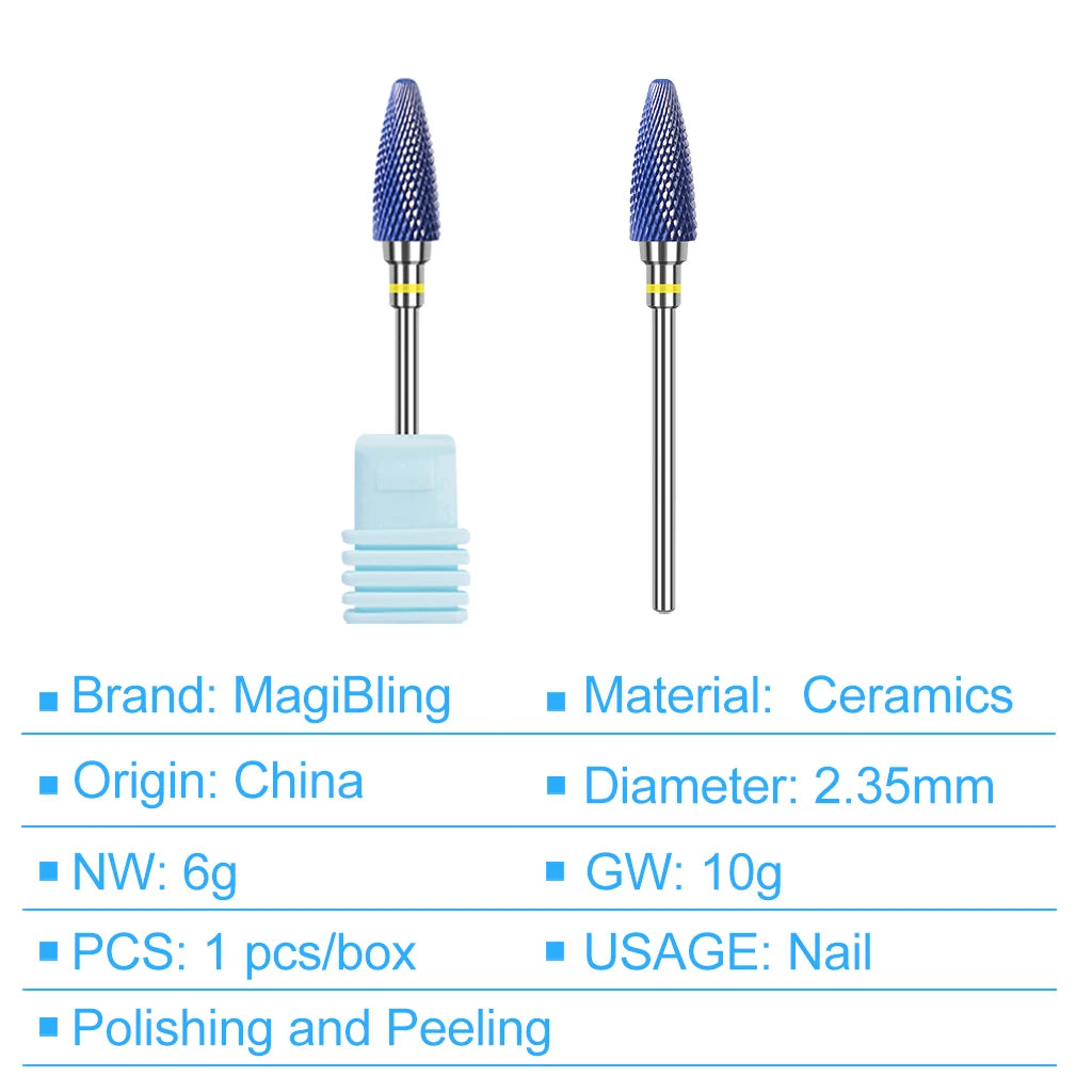 Ceramic Milling Cutter Flame Carbide Nail Drill Bits Pink Gel Remover Electric Machine Drills Polishing Peeling Nails Art Tools