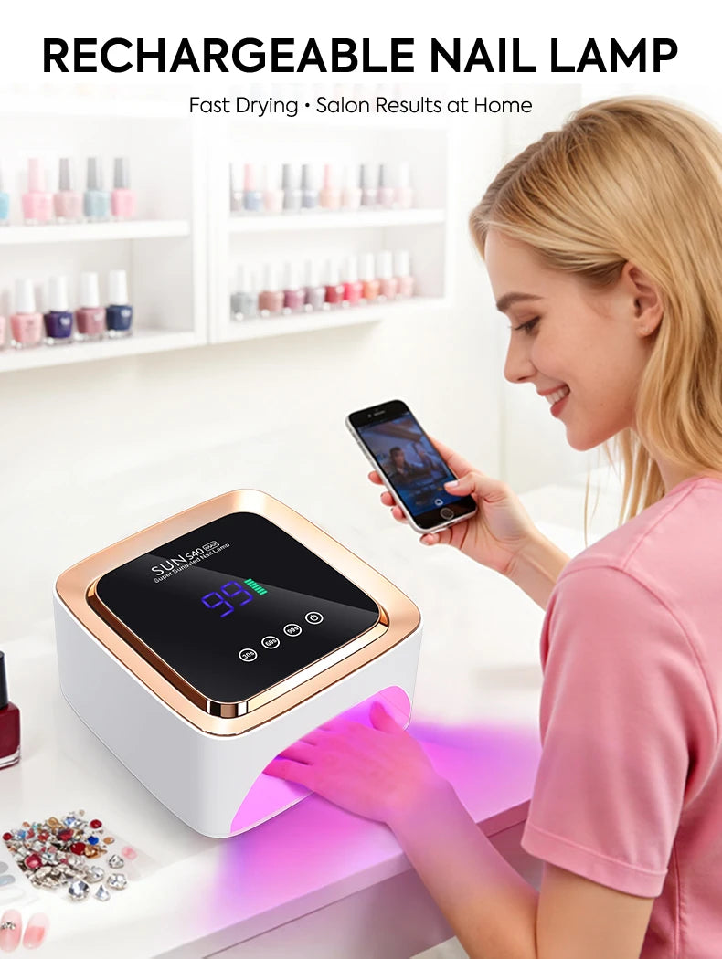 180W Cordless UV LED Nail Lamp With LCD Display Wireless 57LEDS Nail Drying Lamp For Drying Polish Gel Rechargeable Salon Tools
