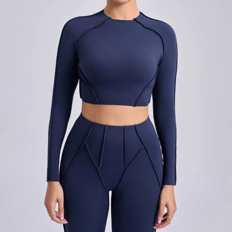 Seamless Yoga Shirts Sports Fitness Tight Quick-drying Long-Sleeved Yoga T-shirt Dance Running Workout Gym Sports Tops for Women