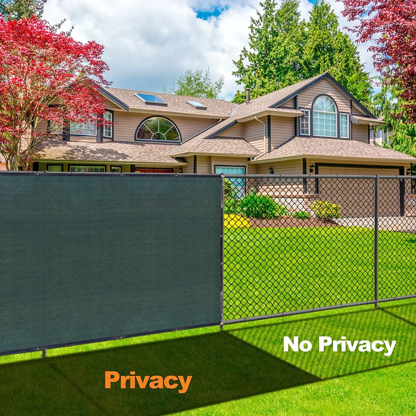 Dark Green Fence Privacy Screen Windscreen Cover Fabric Shade Tarp Netting Mesh Cloth for for Outdoor Fence Backyard, Patio
