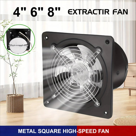 4/6/8" Exhaust Fan Metal Iron Ventilation Extractor,Silence with Anti-backflow Check Valve Window&Wall Mount Vent Fans for Home