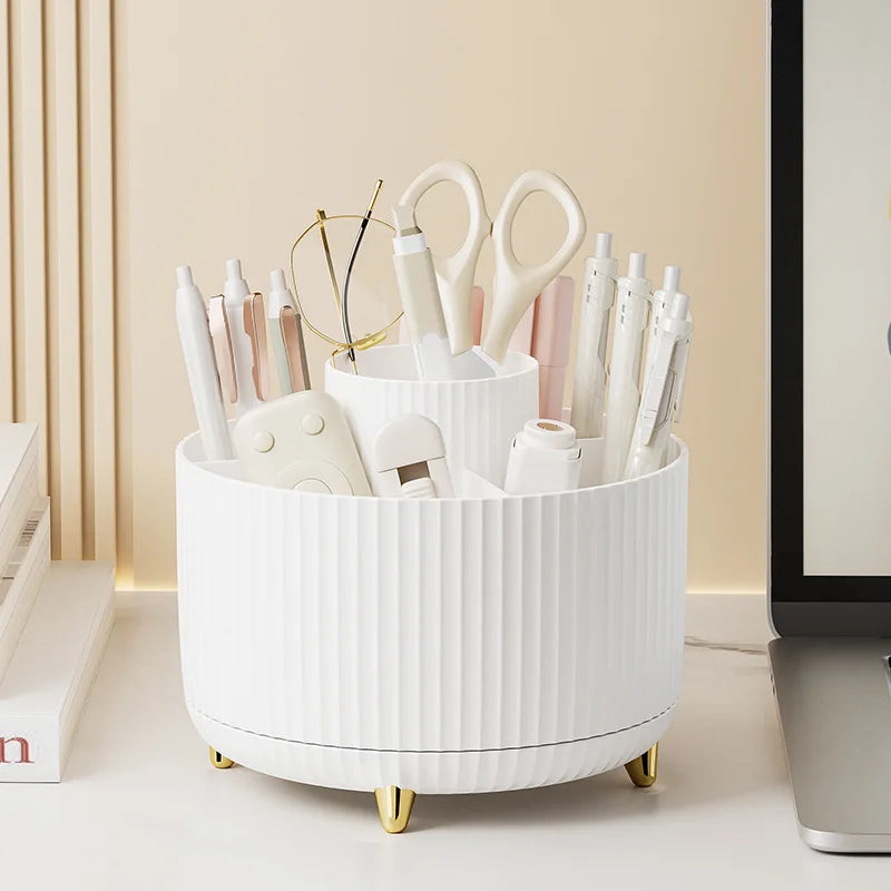 360 Rotating Makeup Desktop Cosmetic Storage Box Organizer Large Capacity for Bathroom Portable Lipstick Makeup Brush Pen Holder