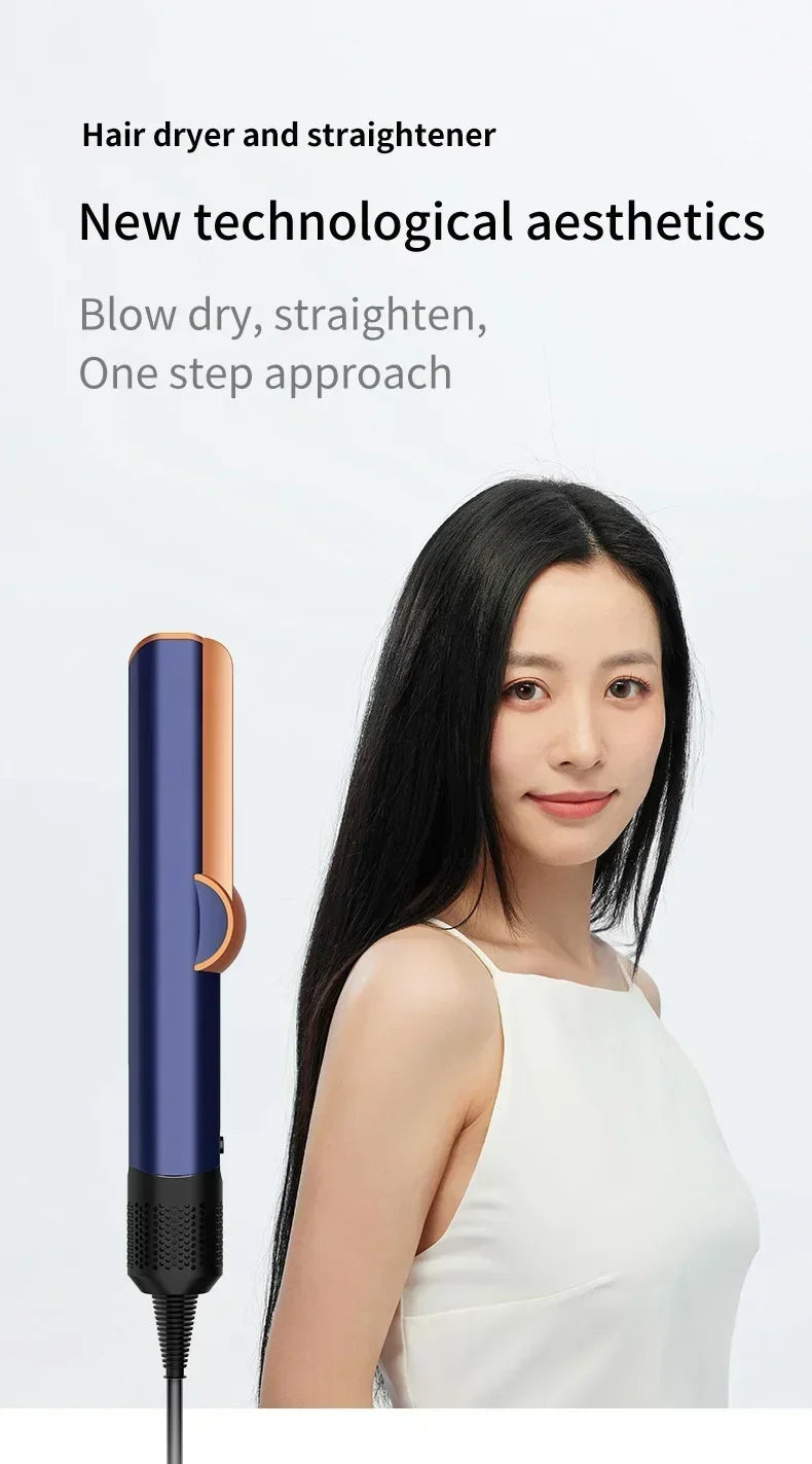 2 IN 1 Professional Hair Straightener & Hair Dryer Heat-Up Hair Flat Iron, Negative Ion Iron Long-Lasting Styling Tool 1.8M&2.7M