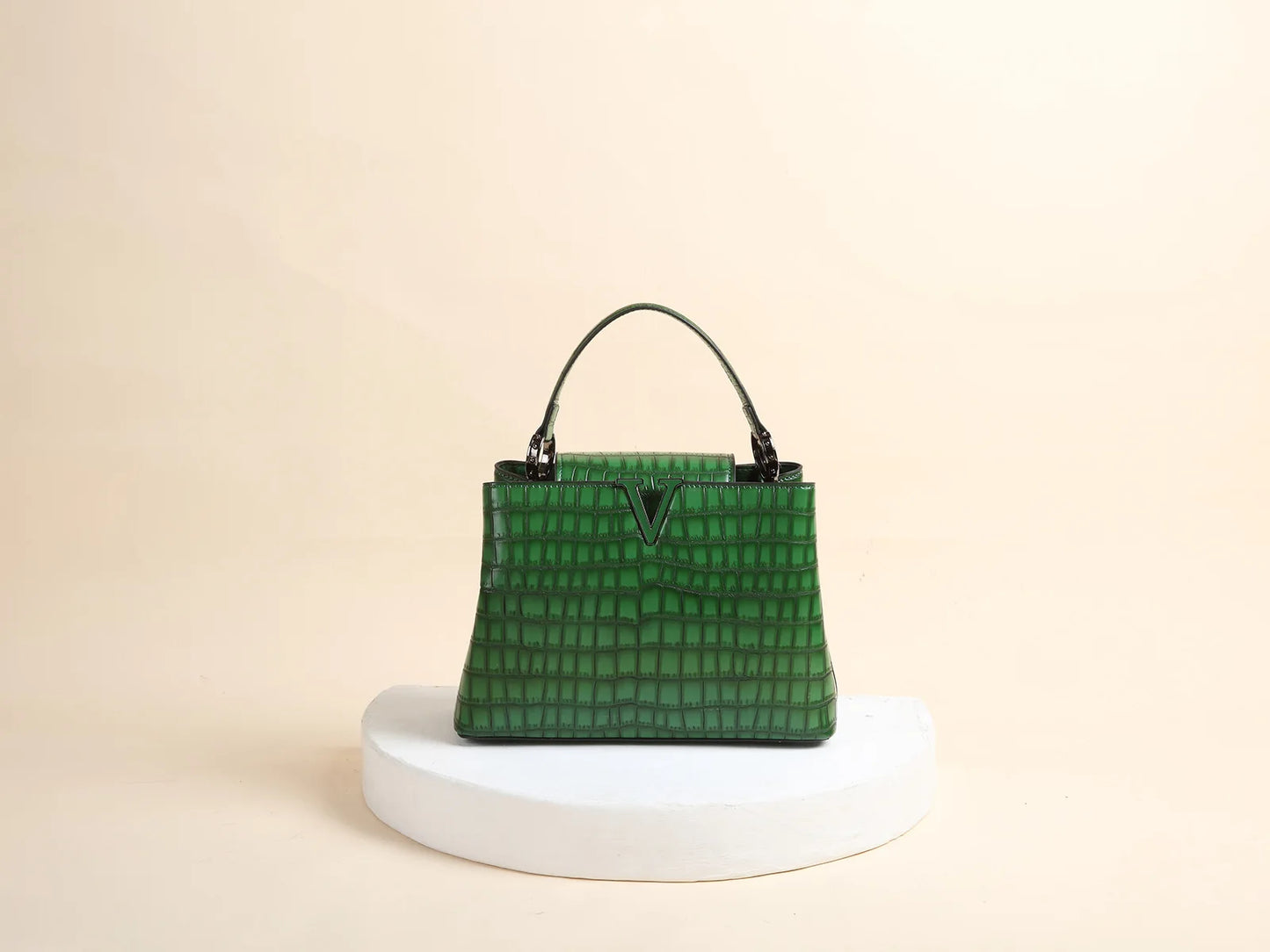 New Bright Leather Stone Pattern Women's Handbag Fashion Shoulder Messenger Bag Crocodile Pattern Portable Shell Bags 2025