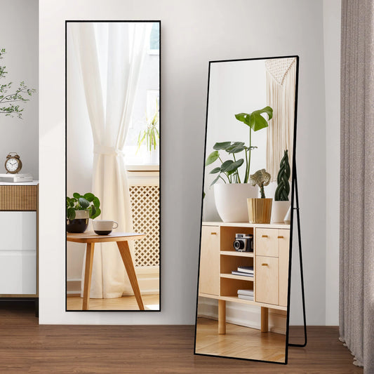 Comanlai Full Length Floor Mirror Large Square Body Mirror with Minimalist Design 3 Sizes Standing Mirror for Bedroom & Hallway
