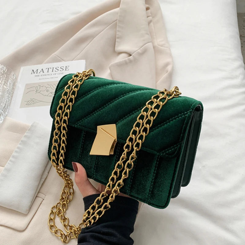 Women Velvet Underarm Bag New Light Luxury Simple One Shoulder Crossbody Bag Korean Fashionable Suede Versatile Small Square Bag