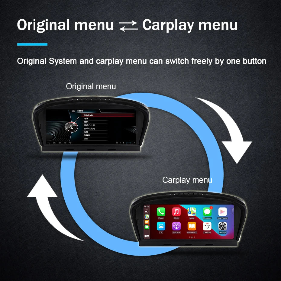 8.8" Car Multimedia linux Screen Carplay Android Auto For BMW 5/3 Series E60 E61 E63 E64 E90 E91 E92 2004-2012 autolink airplay