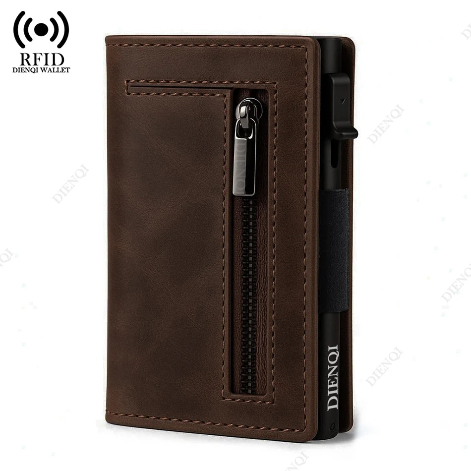 Magnetic Credit Card Holder Luxury Men Wallet Rfid Blocking Pop Up Minimalist Wallet Leather Bank Cardholder Case Vallet for Men