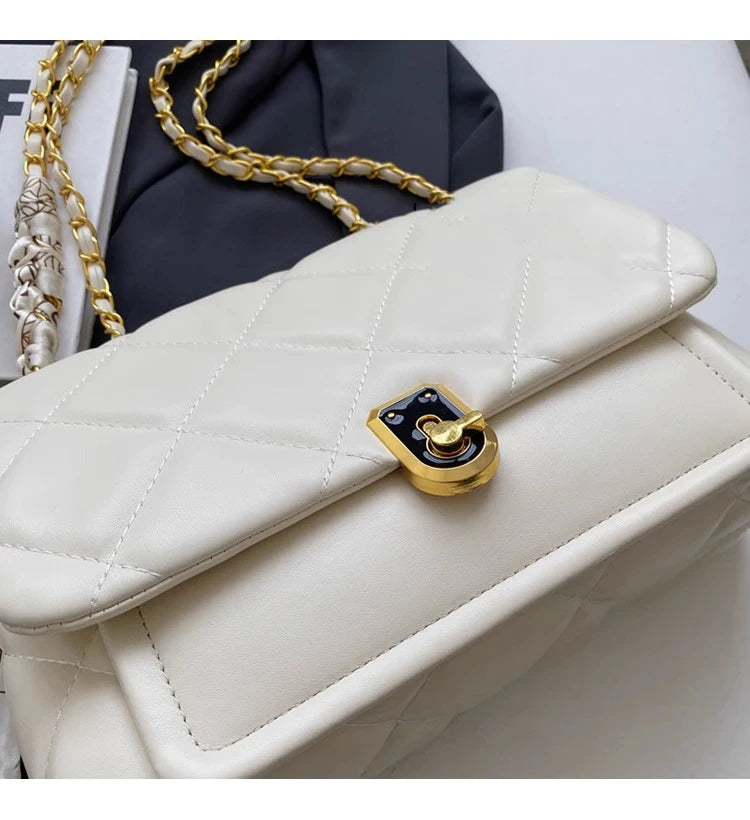 Light Luxury Elegant Red Plaid Chains Shoulder Bag High Quality Fashion Girls New Crossbody Bag Large Capacity Commuter Bag