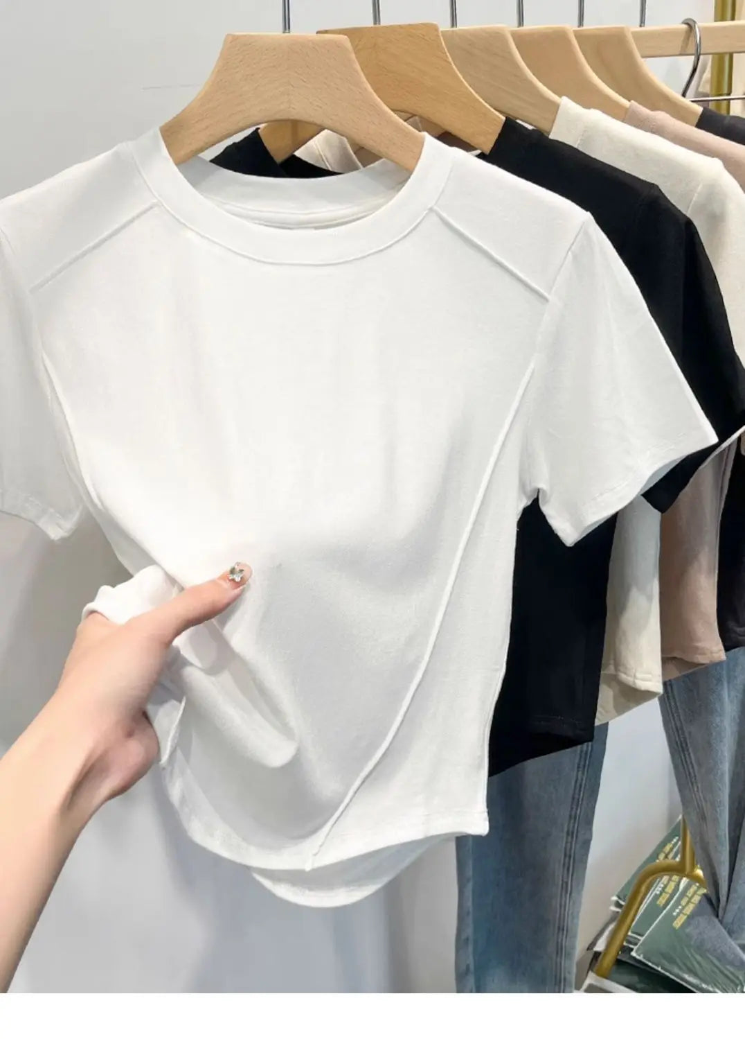 2026 Summer White T-shirt Cotton Female Short-sleeved Student Versatile Slim T-shirt Harajuku Crop Top Trend
