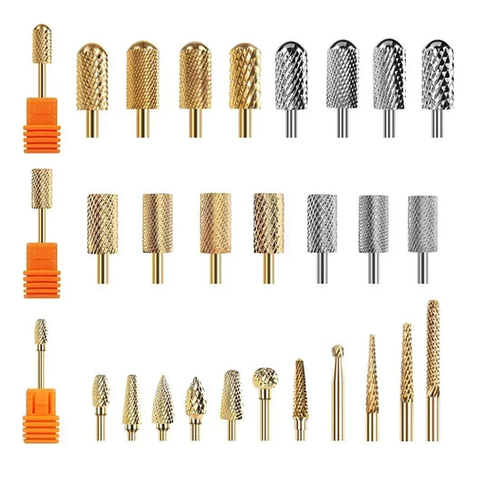 Milling Cutter Golden Carbide Nail Drill Bits For Electric Nail Drill Manicure Machine Pedicure Nail Files Accessories