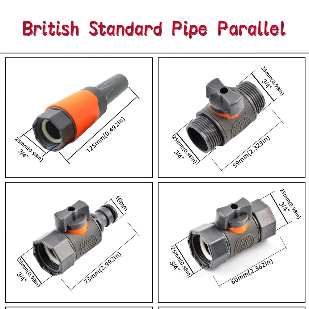 1-Pcs 1/2" 3/4" 1" Garden Hose Quick Connect Adapters -EU BPS Threaded Fittings for Faucets, Spray Guns & Watering Systems