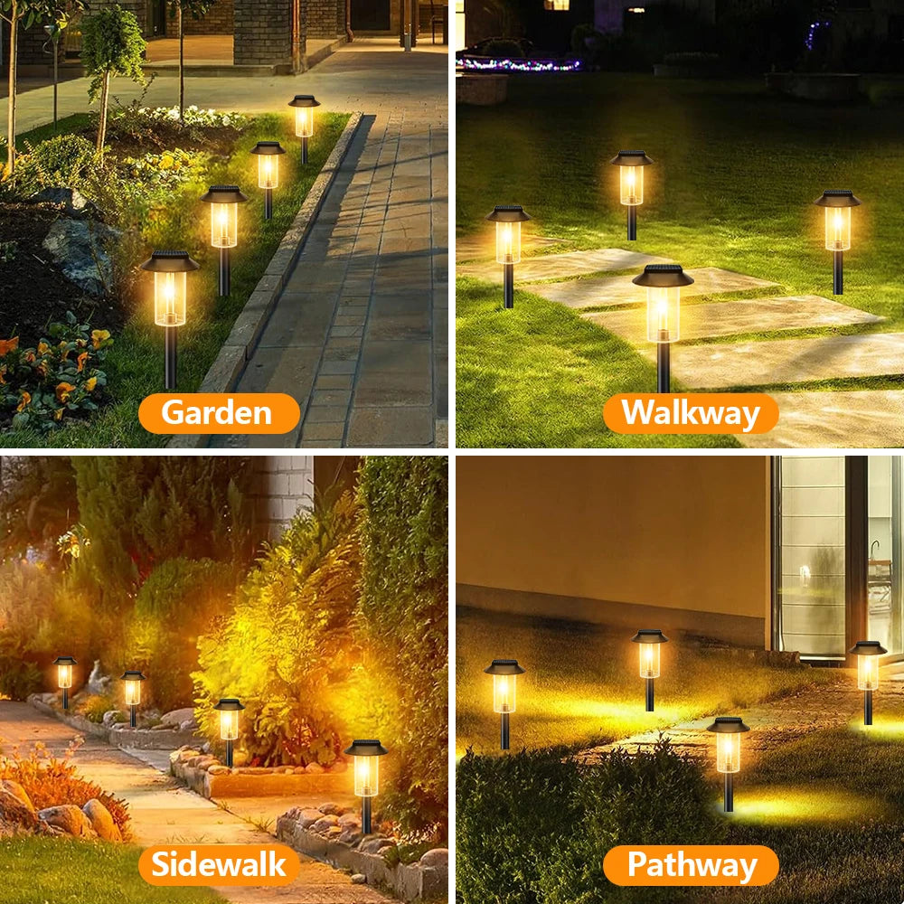 LED Solar Pathway Lights Outdoor Bright Solar Powered Landscape Lighting Waterproof Garden Lights Yard Lawn Patio Walkway Decor