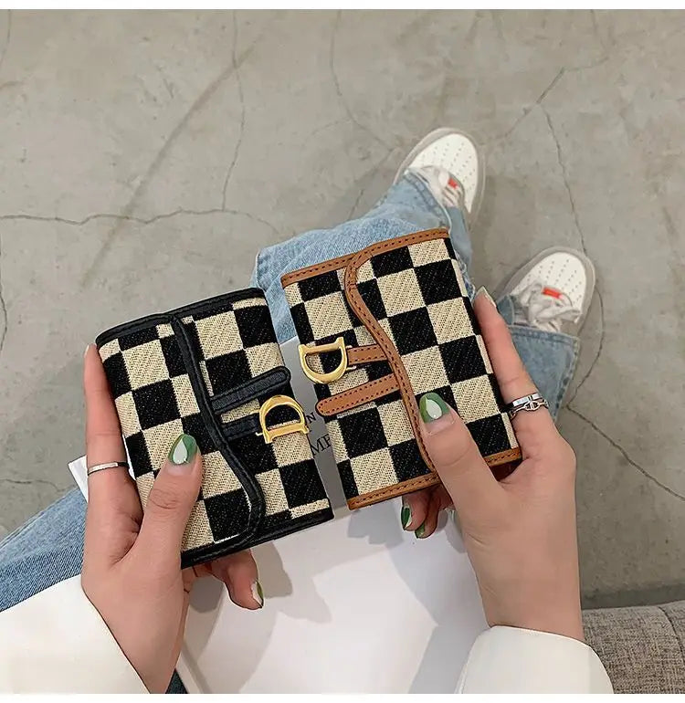 New Black and White Check Exquisite High-End Multi-Card Holder for Women