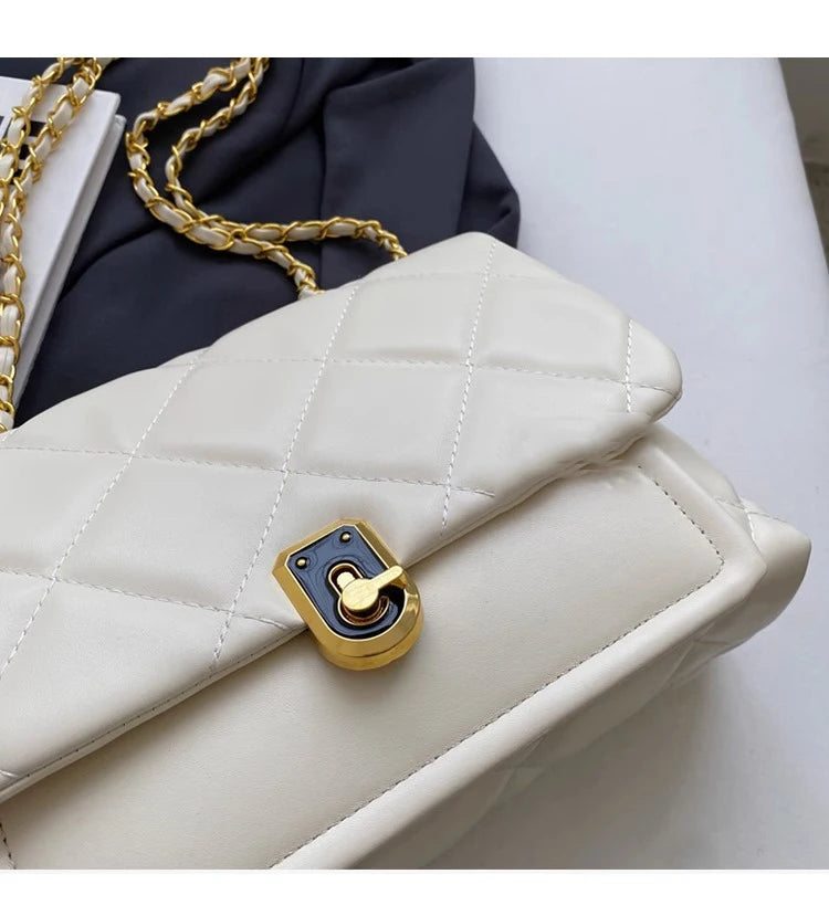 Light Luxury Elegant Red Plaid Chains Shoulder Bag High Quality Fashion Girls New Crossbody Bag Large Capacity Commuter Bag