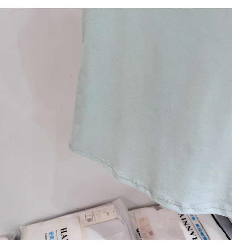 Zjaiss 2026 Summer High Quality Casual V-Neck Women T Shirt Sexy Slim Short Sleeves Fashion Trend Solid Clothing Y2k Tops