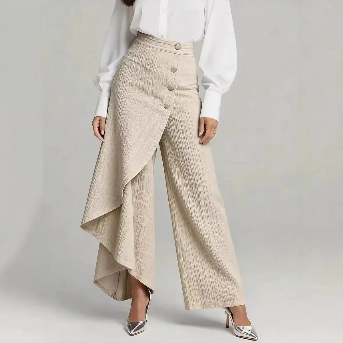 Y2K Pants Spring Summer Fashion Long Solid Color Casual Buckle Loose Wide Leg Pants Women Trousers