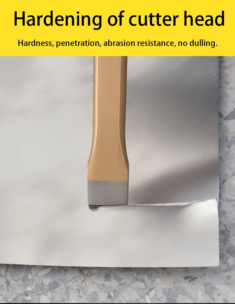 Flat Head Pointed Chisel Stonemason Chisel Hand Guard Chisel Carving Knife Tungsten Alloy Steel Stone Breaking Tool Hand Tools