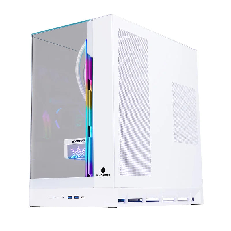 WJCOOLMAN AITO Plus ATX PC case 9.16-inch software screen RGB light strip 360 water cooler curved glass computer case