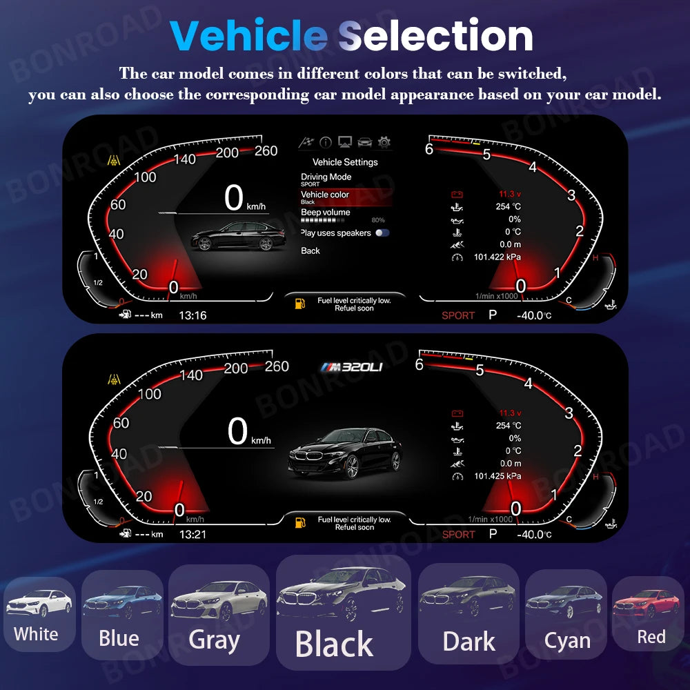 BONROAD 12.3"LCD Digital Instrument Cluster CarPlay Android Auto For BMW 3/4 Series F30 F31 F34 F32 F33 F36 Car Dashboard Panel