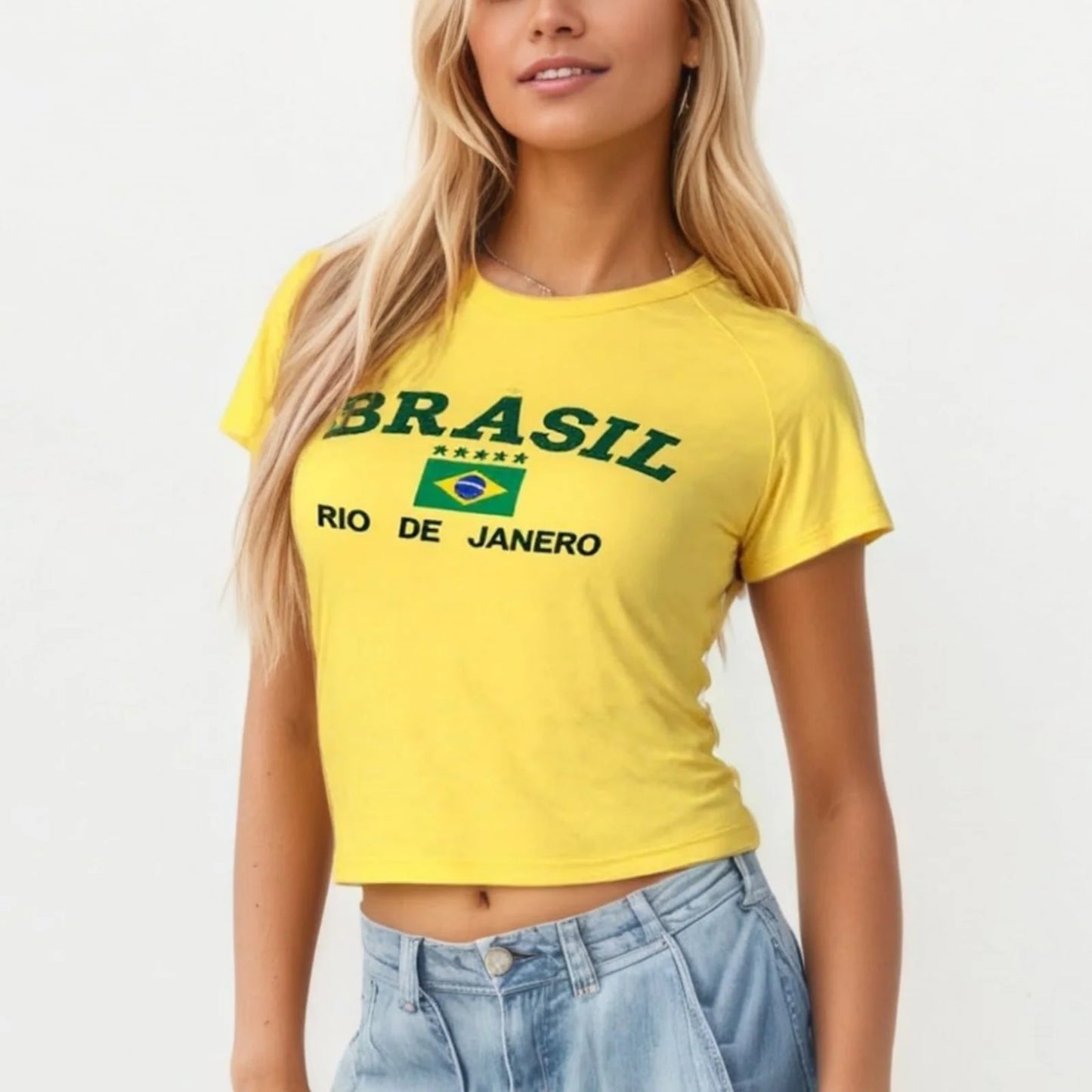 Y2k Aesthetics Colombia Print Punk Grunge Patchwork T-shirt Goth Streetwear Retro Casual Slim Women Short Sleeve Sexy Crop Top