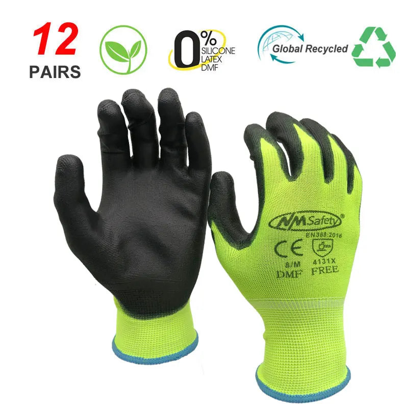 24Pieces/12Pairs Professional Working Protective Gloves For Men Construction Women Garden Nylon Running Glove Obtained CE EN388.