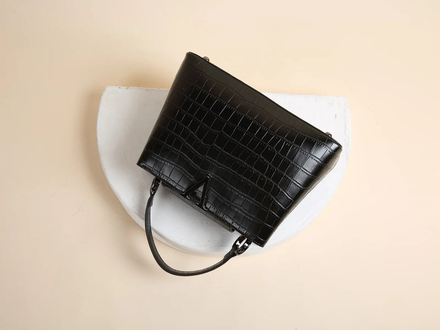 New Bright Leather Stone Pattern Women's Handbag Fashion Shoulder Messenger Bag Crocodile Pattern Portable Shell Bags 2025