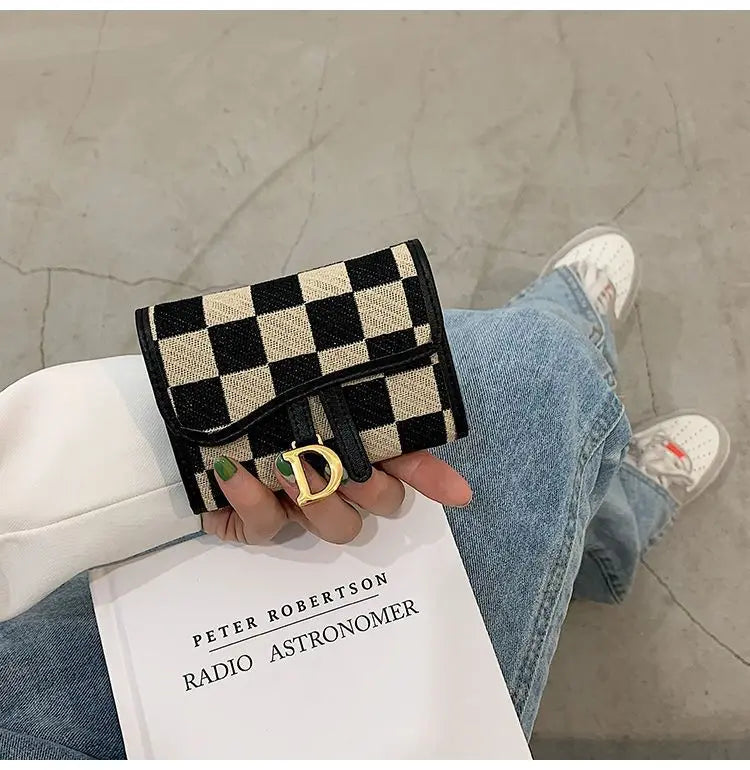 New Black and White Check Exquisite High-End Multi-Card Holder for Women