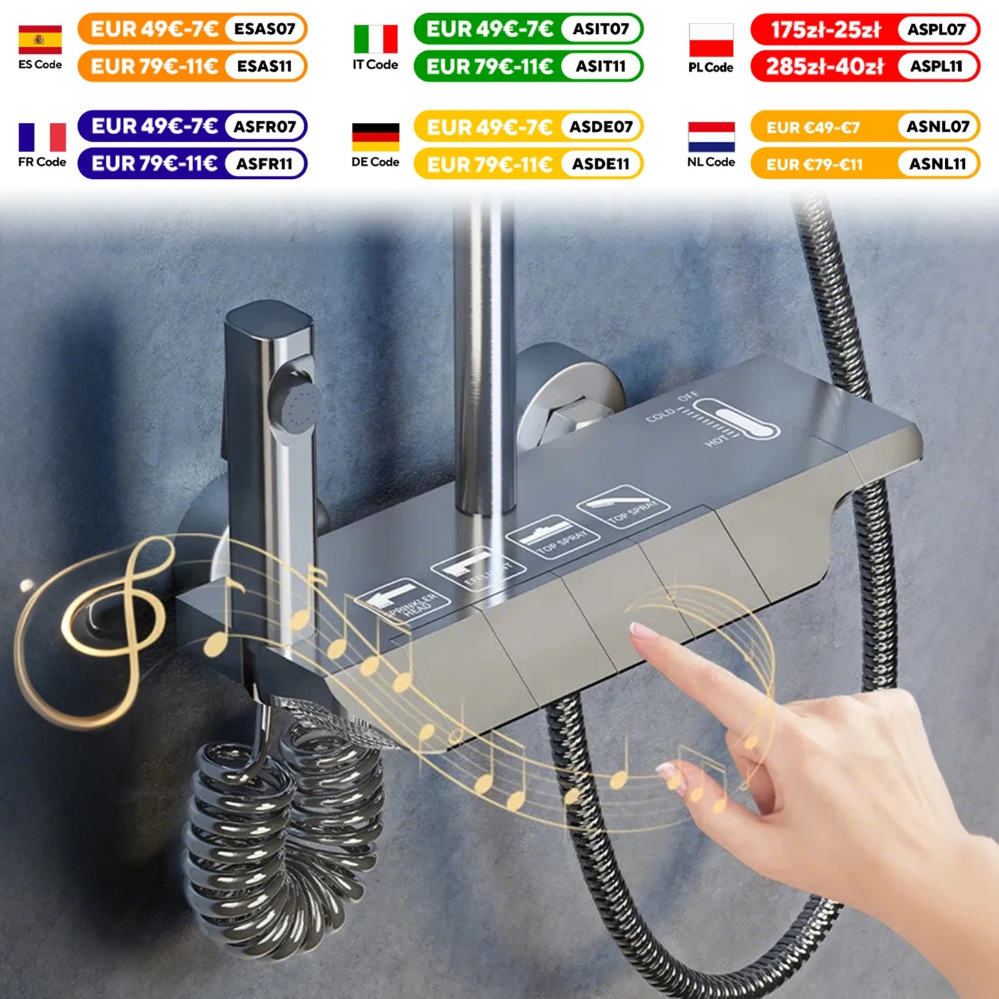 Shower falcet Set 4 Functions Shower Thermostat Hot Cold Showers medium Pressure bath room shower systems