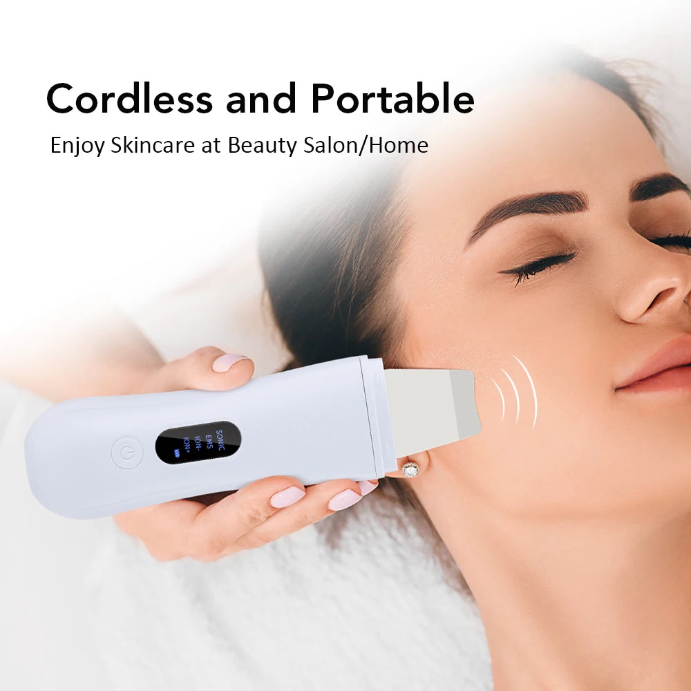 Ultrasonic Skin Scrubber Skin Spatula Ion Deep Face Cleaning 4 Modes Facial Lifting Ultrasonic Cleaner Peeling Skin Care Device