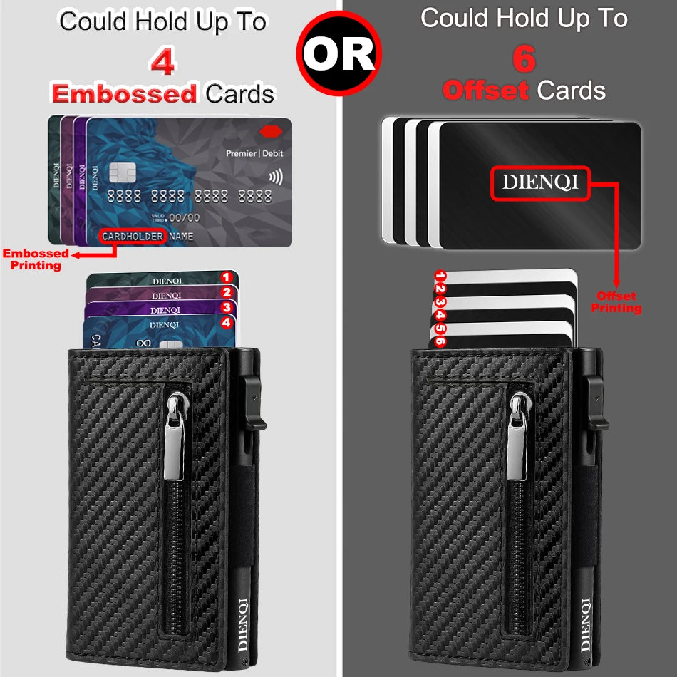 Magnetic Credit Card Holder Luxury Men Wallet Rfid Blocking Pop Up Minimalist Wallet Leather Bank Cardholder Case Vallet for Men