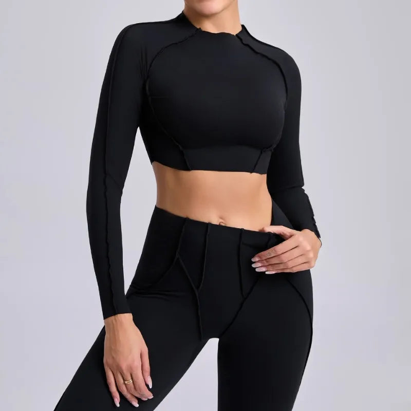 Seamless Yoga Shirts Sports Fitness Tight Quick-drying Long-Sleeved Yoga T-shirt Dance Running Workout Gym Sports Tops for Women